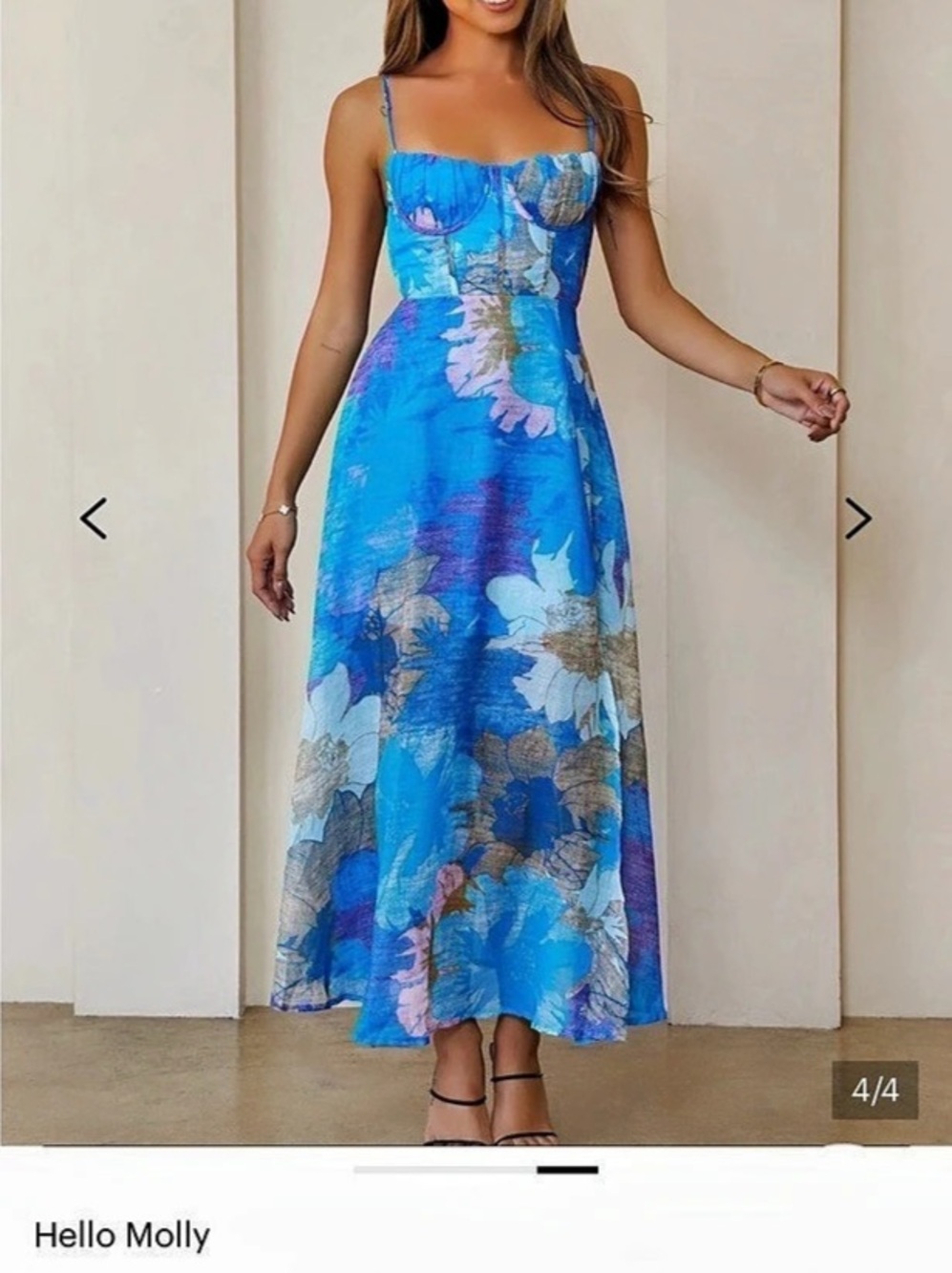 Hello Molly Chic State of Mind Maxi Dress Blue & Pink Medium